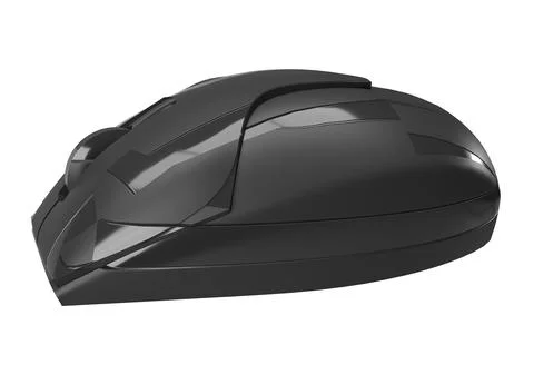Isolated Black Computer Mouse on White Background, 3D illustration. Stock Illustration