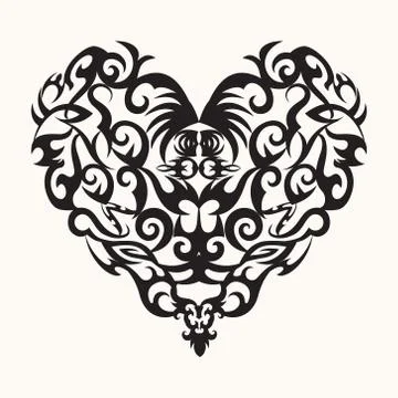 Isolated black creative design heart tattoo Stock Illustration