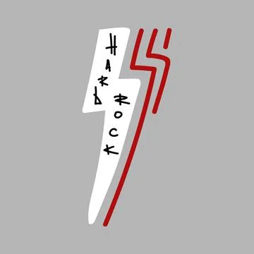Isolated black hard rock graffiti tag on white lightning with red sparks. Vector 스톡 일러스트