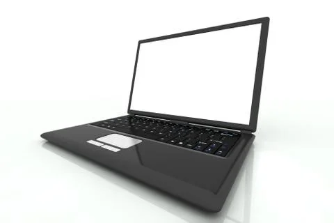 Isolated black laptop in perspective view Stock Illustration