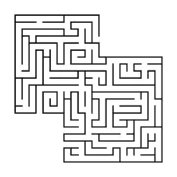 Isolated black maze, labyrinth beginning complexity on white background Stock Illustration