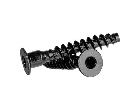 Isolated Black Metal Countersunk Hex Screw for Engineering and Hardware Use Stock Photos