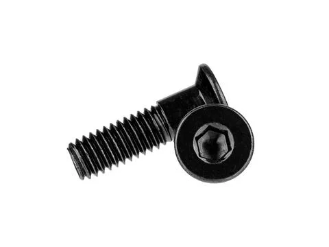 Isolated Black Metal Countersunk Hex Screw for Engineering and Hardware Use Stock Photos