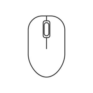 Isolated black outline computer mouse on white background. Line icon. Stock Illustration