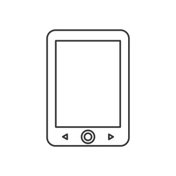 Isolated black outline electronic book reader on white background. Line icon. Stock Illustration