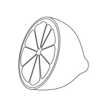 Isolated black outline half of lemon on white background. Stock Illustration