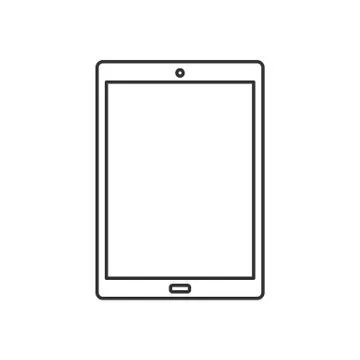 Isolated black outline tablet on white background. Line icon. Stock Illustration