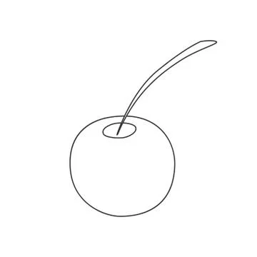 Isolated black outlines one cherry on white background. Stock Illustration