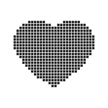 Isolated Black Pixel Art Style Heart Stock Illustration