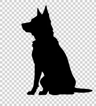An isolated black silhouette of a cute cat on a white background. イラスト素材