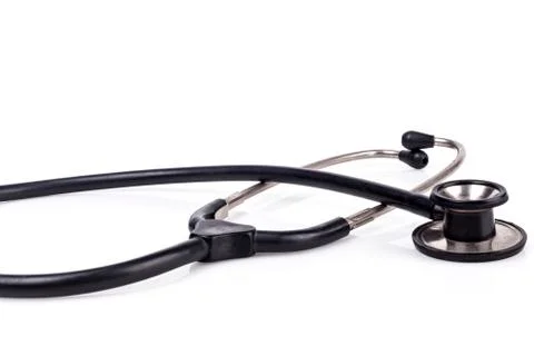 Isolated Black Stethoscope Stock Photos