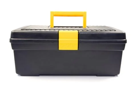 Isolated black toolbox Stock Photos