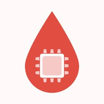 Isolated blood drop with a cpu Stock Illustration