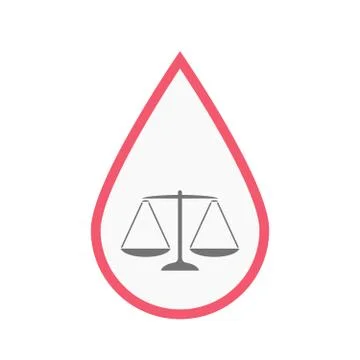 Isolated blood drop with a justice weight scale sign Stock Illustration