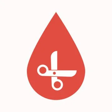 Isolated blood drop with a scissors Ilustração Stock