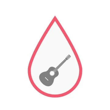 Isolated blood drop with  a six string acoustic guitar Stock Illustration