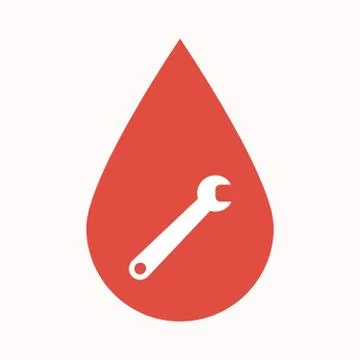 Isolated blood drop with a spanner Ilustração Stock