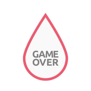Isolated blood drop with  the text Game Over Ilustração Stock