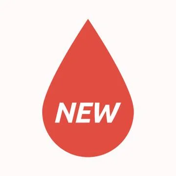 Isolated blood drop with    the text NEW Stock Illustration
