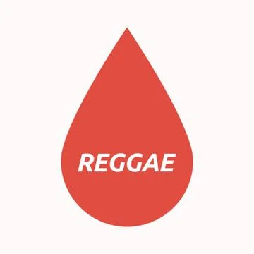 Isolated blood drop with    the text REGGAE Stock Illustration