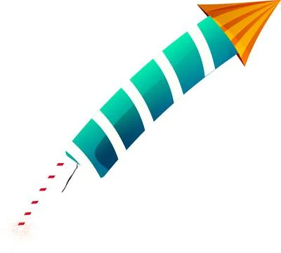 Isolated Blue and Orange Firecracker Rocket of Diwali Element. Stock Illustration