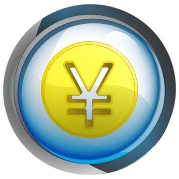 Isolated blue button with yuan or yen coin vector illustration Stock Illustration