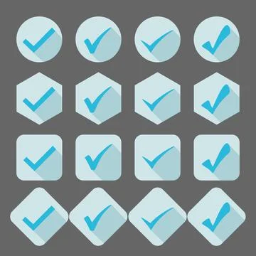 Isolated blue checkmark in a white background. Stock Illustration