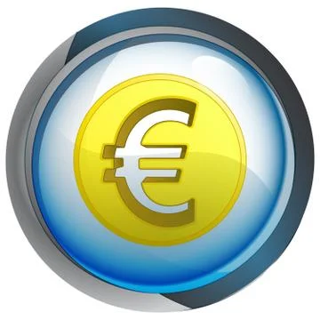 Isolated blue circle button with euro coin vector illustration Stock Illustration
