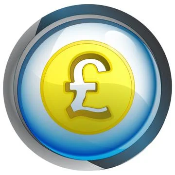 Isolated blue circle button with pound coin vector illustration 库存插图