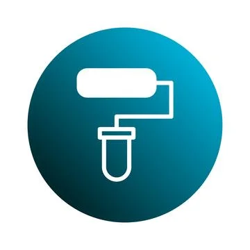 Isolated blue circle with a white paint roller symbol for construction deco.. Stock Illustration