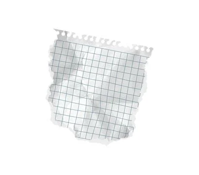 Isolated blue grid scrapbook torn corner of paper piece rip vector. Old wrinkled Stock Illustration