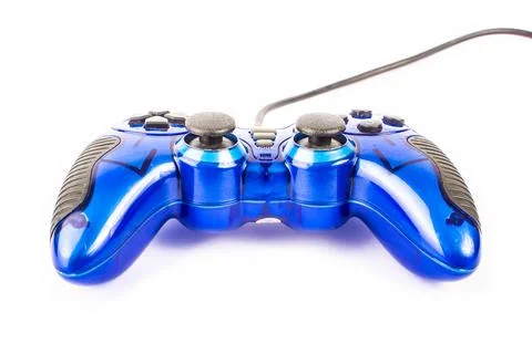 Isolated blue joystick for controller and play video game isolate Stock Photos