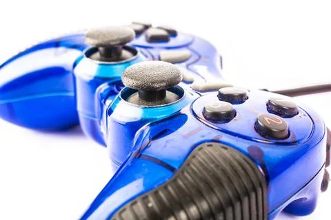 Isolated blue joystick for controller and play video game isolate Stock Photos