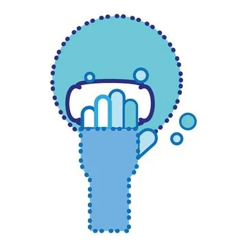 Isolated blue kitchen gloves with a sponge Cleanliness icon Vector Stock Illustration