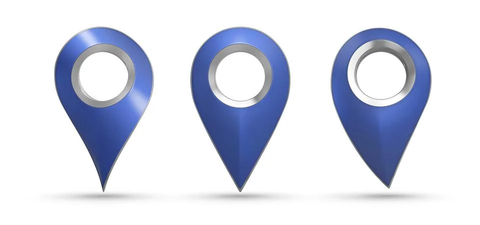 Isolated blue map pointer set. 3D Illustration Stock-Illustration
