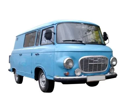 Isolated blue minivan Stock Photos