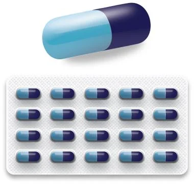 Isolated Blue pills in a Blister pack Stock Illustration