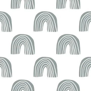 Isolated blue rainbows seamless pattern on white background. Scandinavian pri Stock Illustration