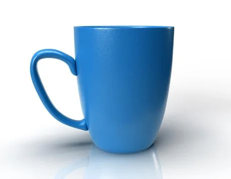 Isolated Blue Tea Cup, Modern Coffee Mug on White background, 3D Illustration. Stock Illustration