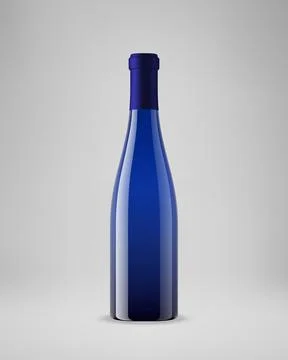 Isolated blue wine bottle. 3D illustration. Vector illustration Stock Illustration