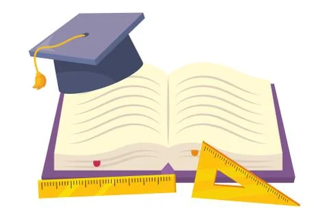 Isolated book cap and ruler of school design vector illustration Stock Illustration
