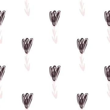 Isolated botanic hand drawn pattern with simple flower ornament. White backgr イラスト素材