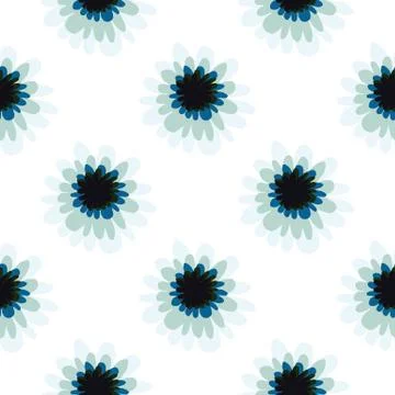 Isolated botanic pattern with flowers in blue tones on white background. 스톡 일러스트