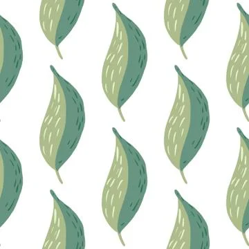 Isolated botanic pattern with green abstract leaves silhouettes. White backgr Stock Illustration