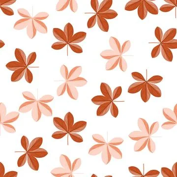 Isolated botanic seamless pattern with floral scheffler flowers ornament in o Stock Illustration