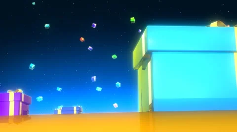 Isolated Boxes Setting and Numerous Boxes Arising in Blue Tone  Stock Footage 1034306