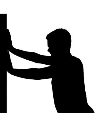 Isolated boy child gesture pushing hard Stock Illustration