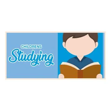 Isolated boy childrens studying Stock Illustration