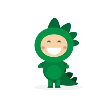 Isolated boy dressed as a dinosaur Stock Illustration