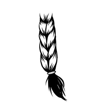 Isolated braid hairstyle doodle sketch icon vector illustration black line ar Stock Illustration